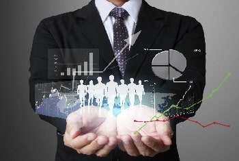 Technology in the hands of businessmen